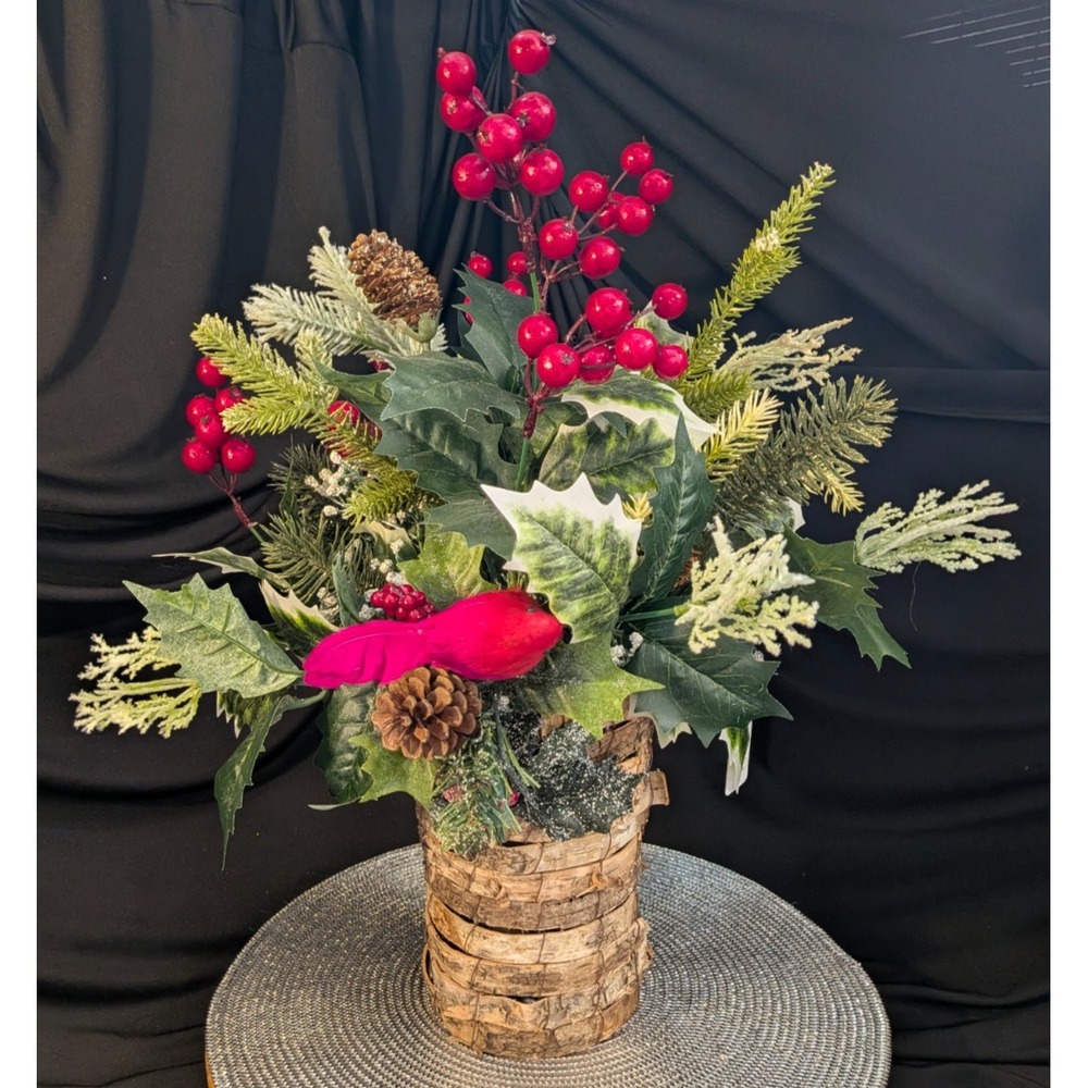 19" Tall 16" Bouquet Width Max Christmas Themed Arrangement Centerpiece